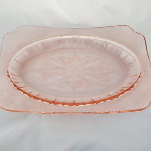 Vintage Adam pattern pink depression glass platter